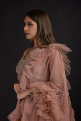 Net Rose Peach Lehenga Set_DTR1367 2